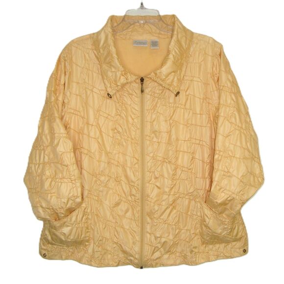 Zenergy by Chico's Lightweight Yellow Embroidered Zip Up Jacket Size 3 (XL) - Picture 3 of 8